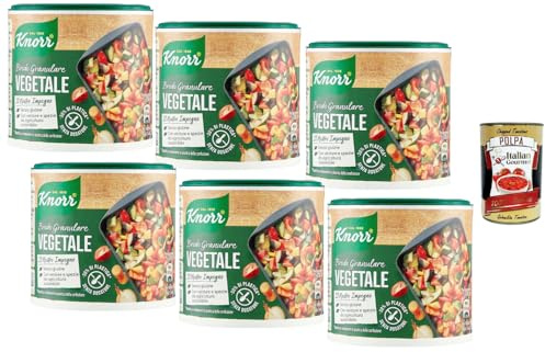 Italian Gourmet - Gemüse Granulatbrühe 6×150 g | Glutenfreie Würzgrundlage mit Gemüse & Kräutern für Suppen, Saucen, Risotto & Alltagsküche | Schnell löslich, vielseitig + Italian Gourmet Polpa