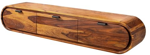 Riess Ambiente TV-Board Organic - 160cm - braun - Sheesham mit Stauraum | Handgefertigtes Unikat, montiert geliefert, Schubladen, natürliche Maserung, lackierte Oberfläche, Massivholz