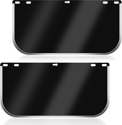 WWmily 2 Pcs Face Shield Replacement Lens 15.5x8 Inch Full Face Visor Protective Safety Helmet Shield for Welding Grinding Cosplay (Black)