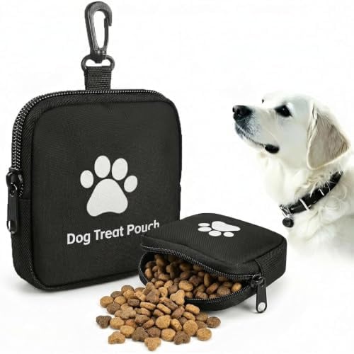 Dog Treat Pouch,Dog Treat Bag,Treat Pouch for Dog Training,Treat Pouch | Puppy Dog Bag with Zipper Closure, Ultra Lightweight Waterproof Puppy Training Pouch for Walking, Travel & Outdoor (Black)