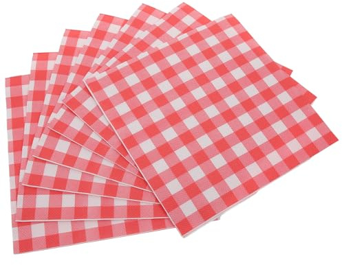 PACKOVE Feuilles de Papier Ciré à Carreaux Rouge et Blanc Lot de 100 Papier D'emballage Alimentaire Résistant à L'huile L'eau, pour Pique- et Barbecue