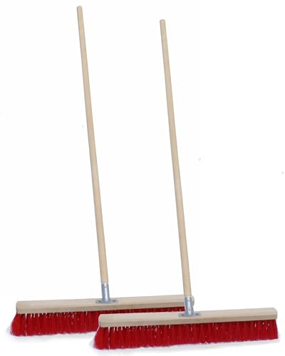 Kolor 2 STK. Straßenbesen Industriebesen Kehrbesen, wählbare Breiten Gartenbesen, Besen für Straßen, Draußen, Hof & Garten, PVC Borsten, Metall-Stielhalter verschraubt (80 cm mit 130 cm Stiel)