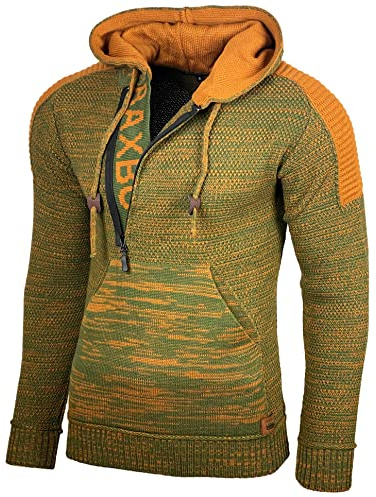 Baxboy Herren Strick-Pullover Kapuzenpullover Moderne Männer Pulli Grobstrick Strickjacke Winter-Freizeit-Jacke B-290