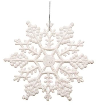 OULII 12 Stücke Schneeflocken zum Aufhängen Weihnachtsbaumschmuck Christbaumanhänger Weihnachtsdekoration Fenster Anhänger (weiß)