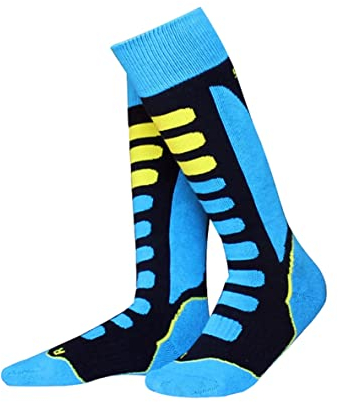 Barrageon Chaussettes de Ski Enfant Garçon Fille Thermique Chaude pour Ski, Randonnée, Cyclisme, Chaussette de Sport d'hiver Contrôle de l'Humidité Anti-Odeur Anti-Bactérienne Bleu - EU 27-30