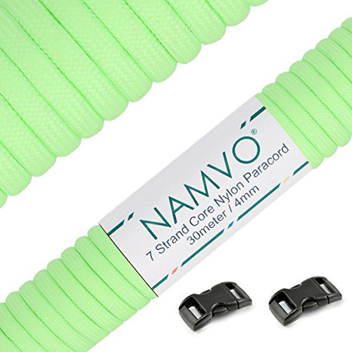 Namvo Fluoreszierendes Fallschirmschnur Paracord, 550 Paracord Mil Spec Typ III 7 Strang Fallschirm Schnur Gesamtlänge 100ft / 30 Meter - grün