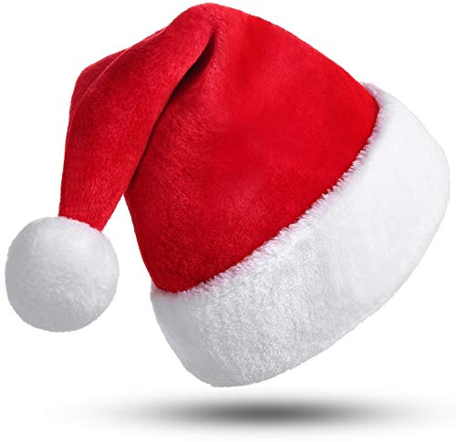 CITÉTOILE Weihnachtsmütze, Unisex-Erwachsener Roter Weihnachtsmütze Deluxe Velvet Weihnachtsdekoration Geschenke Kostüm für Xmas Party Halloween