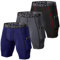 ZENGVEE 3er Pack kompressionshosen Herren Schnelltrocknendes Funktionsunterwäsche mit Seitentaschen Tights Kurz Hose Compression Shorts（Gray Black Navy-XL
