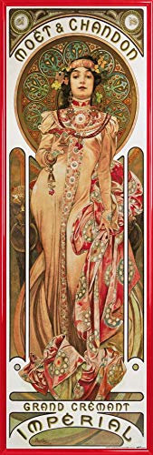 1art1 Alphonse Mucha Poster Kunstdruck Bild und Kunststoff-Rahmen - Moët Et Chandon, Grand Cremant Imperial Plakat-Kunst, 1899 (91 x 30cm)