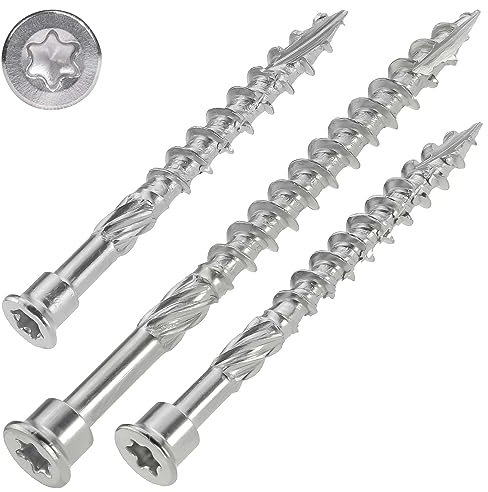 SCREW REBEL Terrassenschraube mit Zylinderkopf 4,0 x 60 mm, Edelstahl gehärtet - Stanzkopf Fassadenschraube mit ETA Zulassung – 500 Stück, TX15
