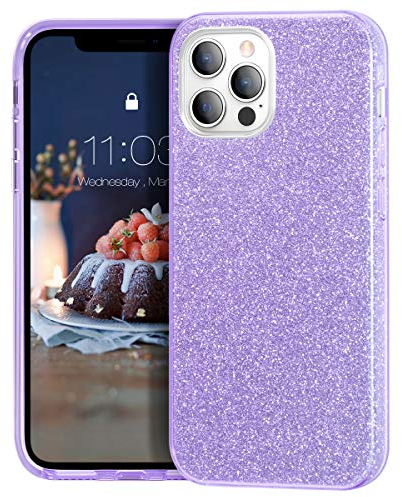 MATEPROX Glitterata Custodia per iPhone 12 Pro/iPhone 12 Custodia Sparkle Lucida Crystal Glitter Sottile Protettivo Cover per iPhone 12 Pro/iPhone 12 6.1'' 2020-Viola