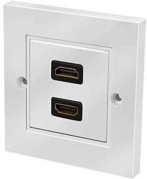 odedo Prise murale HDMI, 2 ports avec 2 raccords HDMI femelle/femelle, à encastrer, blanche