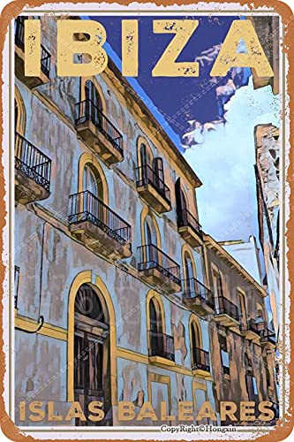 Hongxin Old Ibiza Islas Baleares Blechschild Dekoschild Retro Poster Metall Plakat Vintage Türschilder Deko Schild Blech Kunst Schilder Hof Bar Cafe Geschenk 20X30cm