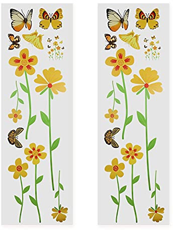 ECSiNG 2pcs Flower Butterfly Stickers Decorations for Trash Bins Refrigerators Windows Wall Doors Household Furniture
