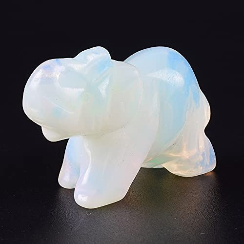 Cuarzo Rosa Natural Cristal de Tallado Elefante, Estatua de Elefante de Cristal geomántico, decoración del hogar Elefante Afortunado 4cm (Opal)