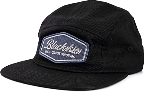 Blackskies® Oasis 5-Panel Cap | Herren Damen Unisex Baseball Mütze | Kappe Basecap Verstellbar Surf Skate Basecap Camper Pechschwarz-Navyblau