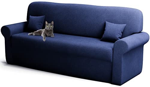 Cozy Interior® | Premium Sofa Überzug 3 Sitzer Dunkelblau | weich & bequem | Stretch Sofabezug mit idealer Passform | Couch Überzug | 185-235cm