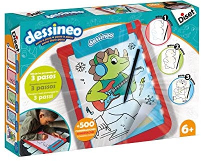 Diset Dessineo 60198 Jouet éducatif pour apprendre à dessiner des personnages pour enfants à partir de 6 ans Rouge