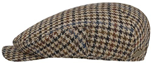 Stetson Harris Tweed Long Peak Flatcap Schirmmütze Schiebermütze Wollcap Herren - Made in Germany mit Schirm, Futter Winter Herbst-Winter - 59 cm beige-schwarz
