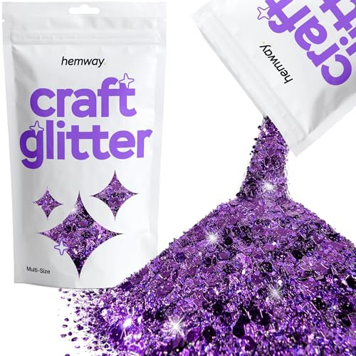 Hemway Craft Glitter - Purple | 100g Multi Size Metallic Sequin Flakes for Halloween Resin & Epoxy Crafts | Supplies for Autumn Décor, Bunting, Nails, Candle, Face & Mask Decorating