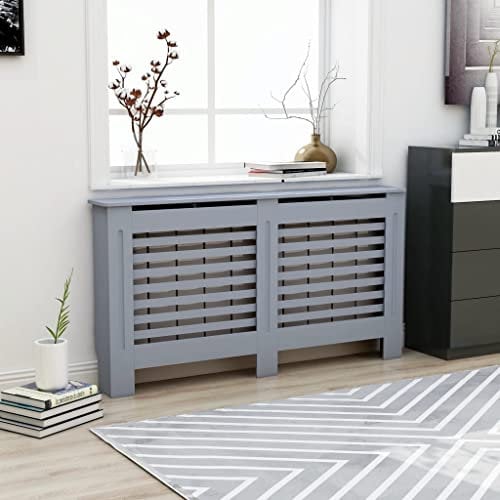FIRBNUS 152x19x81.5 cm HeizköRperverkleidung HeizköRper Heizungsverkleidung HeizköRperabdeckung LamellentüR Heizungsrohr Verkleidung Anthrazit