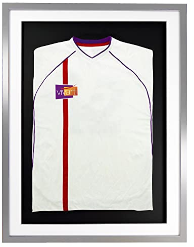 Vivarti DIY Sports Shirt Display Silver Frame (Adult, 60 x 80cm - Silver Frame, White Mount, Black Backing Card)