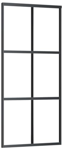 vidaXL Puerta Corredera Entrada Corrediza Deslizante Hogar Cuarto de Baño Sala de Estar Salón Habitación ESG Vidrio y Aluminio 90x205 cm Negro
