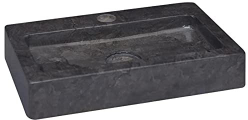 Homgoday Évier noir 38 x 24 x 6,5 cm en marbre, lavabo à poser pour toilettes, meuble-lavabo, lavabo de salle de bain pour petit vestiaire de salle de bain