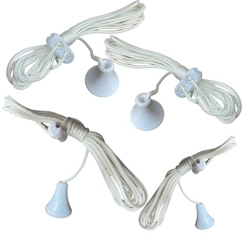 4 x Citystores® Pull Cord Light Switch | Bathroom Light Pull Cord Replacement | Spare Rope with White Handle | 1.2m Strong Starter Cord for Lights & Fans