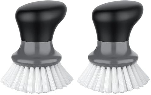 MR.SIGA Cepillo de Palma con Mango ergonómico, Cepillo de Cocina para Limpieza de ollas, sartenes, fregaderos, Gris, Paquete de 2