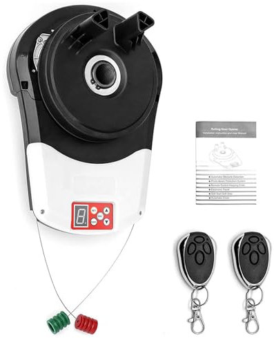 JINGEDD Automatic Roll Up Door Opener Motor,Roll Up Garage Door Opener,With 2 Remote,Auto Garage Roller Door,Electric Garage Roller Door Opener,For Garage Warehouse Store Barn Farm,220v