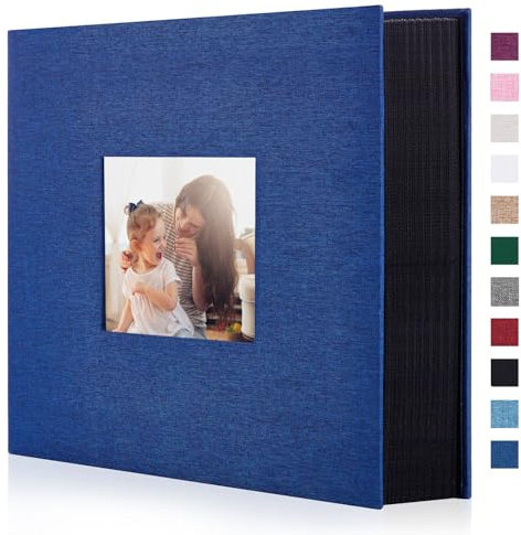 Miaikoe Fotoalbum 10x15 1000 Leinen Album Slip in großer Kapazität für Familie Hochzeitstag Album Buch hält 1000 horizontale und vertikale 10x15cm Fotos Blau