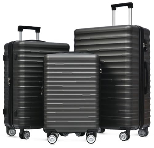 TOPCHANCES 3-Teilige Reisekoffer-Kofferset Mit Abnehmbaren Rollen 360°,Robuste Abs Hartschalenkoffer Mit TSA Sicherheits Zahlenschloss,S/M/L Und Ineinander Stapelbar,Trolley Handgepäck(Schwarz)