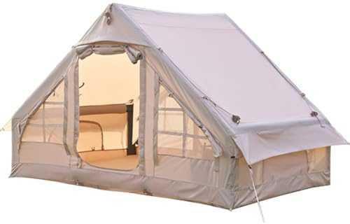 Miuxe Großes Aufblasbares 4-Jahreszeiten-Luftzelt Für Camping, Glamping-Kabinenzelte Für 5–6 Personen Im Freien Mit Herdanschluss Und Netzfenstern, Einfach Aufzubauende wasserdichte Oxford-Zelte