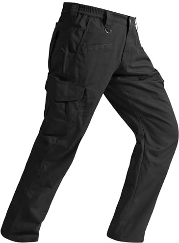 SPOSULEI Taktische Hose Herren Ripstop Cargohose Leichte Outdoor Wanderhose Arbeitshosen wasserdichte Militär Safari Hose Mit 9 Taschen Schwarz 42Wx30L