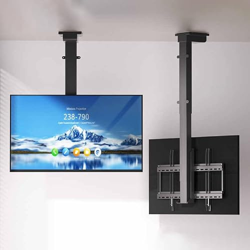tv deckenhalterung elektrisch, tv Lift elektrisch mit Memory-Funktion für 32-70 Zoll Flach & Curved Fernseher, bis zu 60kg, max VESA 600x400mm, Zwei Installationsmethoden (900-2200mm)