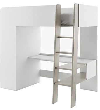 Feldmann Preiswert Wohnen Hochbett Tom Kinderbett 90x200cm grifflos mit Matratze