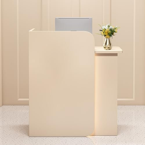 HPIRFYE Modern und schön Rezeption-Tisch,Mit LED-Ambientebeleuchtung und abschließbaren Schubladen,HöLzerne Kassentheke, Geeignet für Supermarkt, Convenience Store, Büro(Style5)