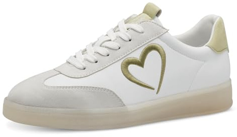 MARCO TOZZI by Guido Maria Kretschmer Damen Sneaker flach mit Schnürsenkeln Freizeit, Mehrfarbig (White/Lime), 39 EU