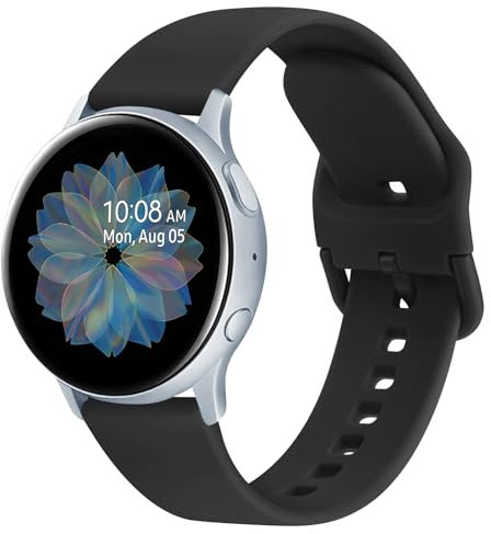 Oumida Armband für Samsung Galaxy Watch Active 2 40mm 44mm/Active 40mm 44mm Armband für Damen Herren, 20mm Silikon Armbänder (Schwarz)