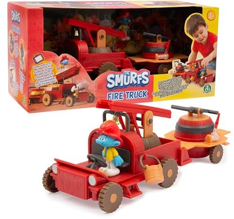 Giochi Preziosi I Puffi - Playset Camion dei Pompieri Dei Puffi con Funzioni Realistiche, Accessori e Personaggio Puffo Esclusivo da 5,5 cm Incluso, per bambini dai 3 anni