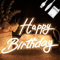 Ginsso Happy Birthday Neon Schild, Batteriebetrieben & USB betrieben, Trennbare Neonlichter für Wanddekoration, Einstellbare Helligkeit, Warmweiß, 15,7x11,4 Zoll