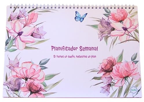 Planificador Semanal A4 con Anillas - Planner sin Fecha, Calendario, Organizador de Tareas y Comidas, Weekly Planner, 100 pág (Portada Premium)