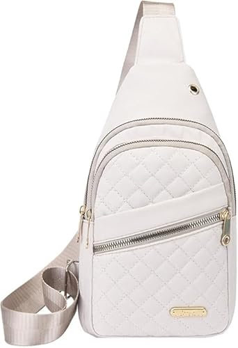 Godemmio Wbougisay Crossbody-Tasche für Damen, modisch, lässig, diebstahlsicher, einfarbig, mehrschichtig, Anti-Diebstahl, einfarbig, Crossbody-Tasche, weiß, 11.81*7.08*2.36in / 30*6*18 cm