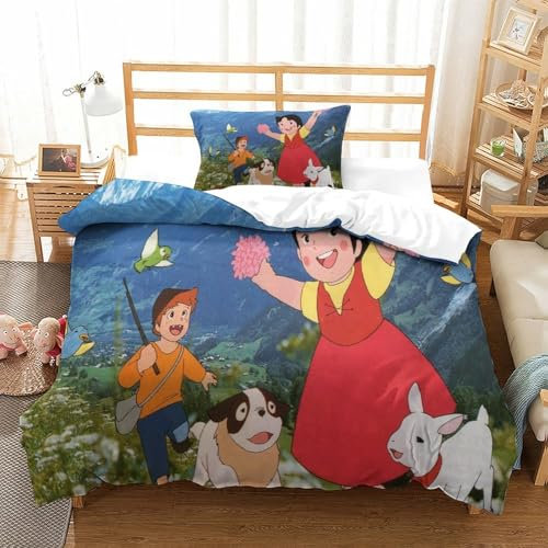 Rochile Heidi Bettbezug Set Bettwäsche-Sets Kinderbettwäsche Reißverschluss Mit Kissenbezug Betten Set Für Jugendliche Kinder Schlafzimmer Single(135x200cm)