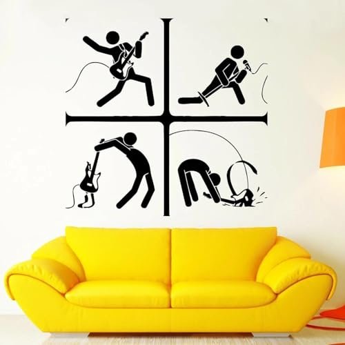 SABORR Guitar Wall Sticker Music Rock Pop Note Art Vinyl Sticker Living Room Sofa Background Mural Decal