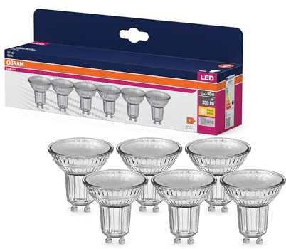 OSRAM LED Star VALUE PAR16, Vorteilspack mit 6 Leuchtmittel, ersetzt herkömmliche 50W Reflektor Glühbirnen, warmweiß (2700K), 4.3W, GU10 Sockel, Filament Glas, nicht dimmbar