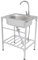 Évier d'extérieur autoportant en acier inoxydable avec meuble bas 60 x 45 x 75 cm, lavabo d'extérieur avec meuble inférieur, capacité de charge 60 kg, multifonction, en acier inoxydable, avec robinet