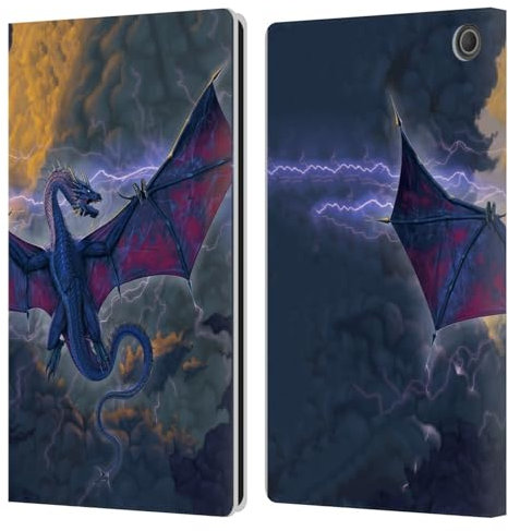 Head Case Designs Officially Licensed Vincent Hie Thunder Dragon Key Art Leather Wallet Case Compatible With Amazon Fire Max 11 2023