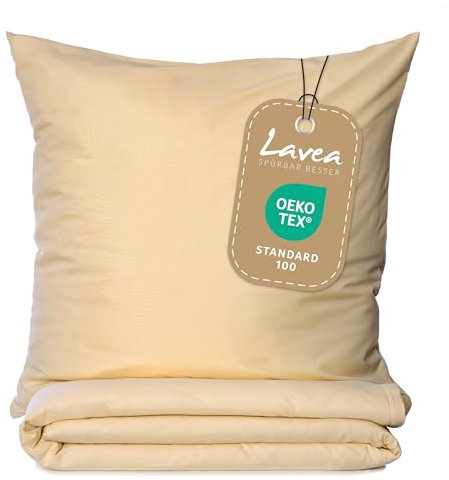 Lavea® Bettwäsche Set 135x200 (1X) + 80x80 (1X) Beige aus Mikrofaser - Ultraweich, Atmungsaktiv & Hypoallergen, ÖKO-TEX Bettwäsche Set mit Qualitätsreißverschluss
